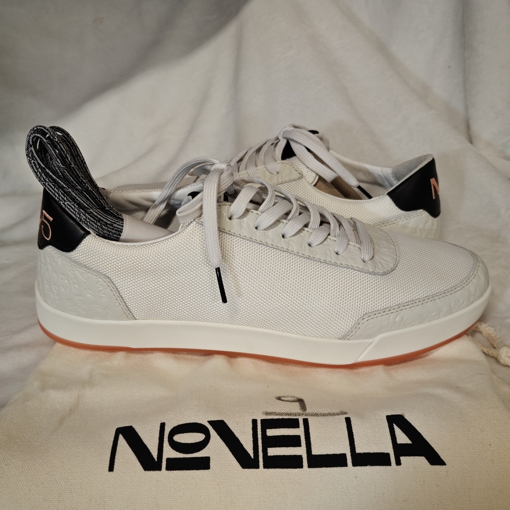 Novella White Mesh Low-Top Sneakers with Coral Sole